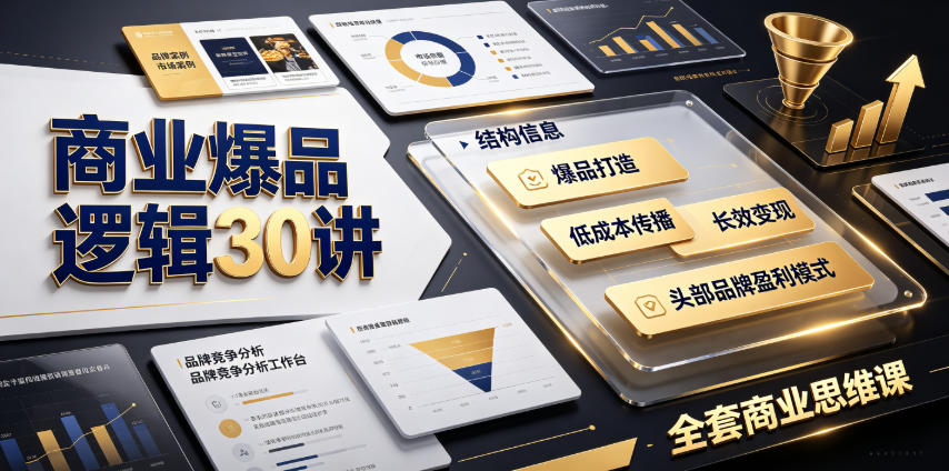 商业爆品逻辑30讲｜拆解各行各业头部品牌盈利模式，吃透爆品打造、低成本传播、长效变现全套商业思维课-985网创