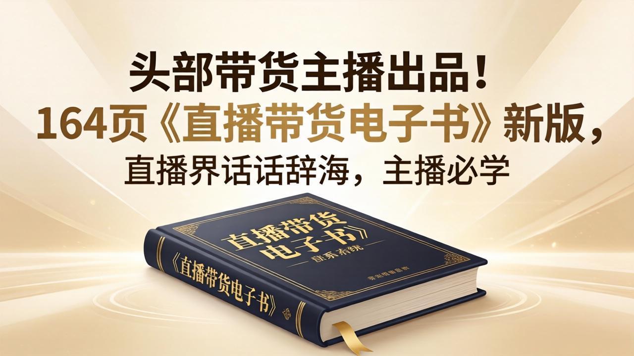 头部带货主播出品！164页《直播带货电子书》新版，直播界话术辞海，主播必学-985网创