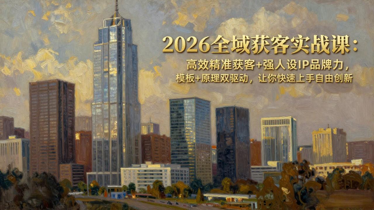 2026全域获客实战课：高效精准获客+强人设IP品牌力，模板+原理双驱动，让你快速上手自由创新-985网创