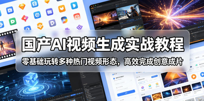 国产AI视频生成实战教程，零基础玩转多种热门视频形态，高效完成创意成片-985网创