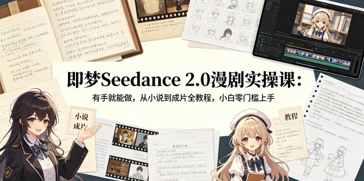 即梦Seedance 2.0漫剧实操课：有手就能做，从小说到成片全教程，小白零门槛上手-985网创
