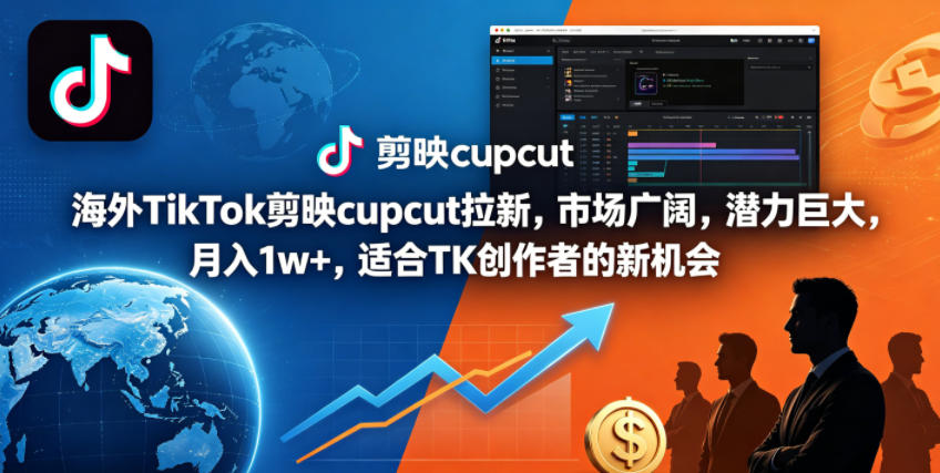 海外TikTok剪映cupcut拉新，市场广阔，潜力巨大，月入1w+，适合TK创作者的新机会-985网创