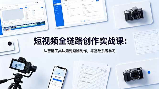 （18683期）短视频全链路创作实战课：从智能工具认知到短剧制作，零基础系统学习-985网创