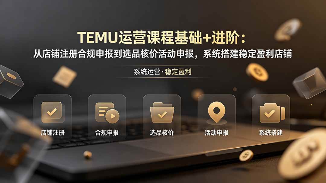 （19081期）TEMU运营课程（基础+进阶）：从店铺注册合规申报到选品核价活动申报，系统搭建稳定盈利店铺-985网创