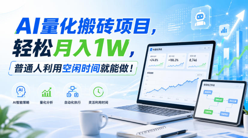 AI量化搬砖项目，轻松月入1W，普通人利用空闲时间就能做！【揭秘】-985网创