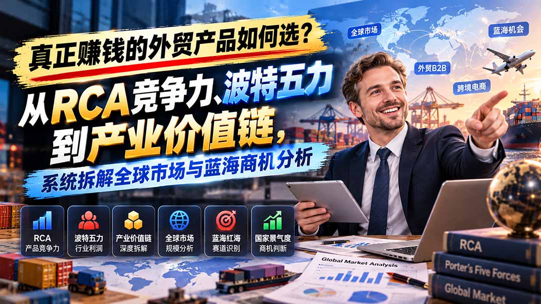 真正赚钱的外贸B2B产品如何选？从RCA竞争力、波特五力到产业价值链，系统拆解全球市场与蓝海商机分析-985网创