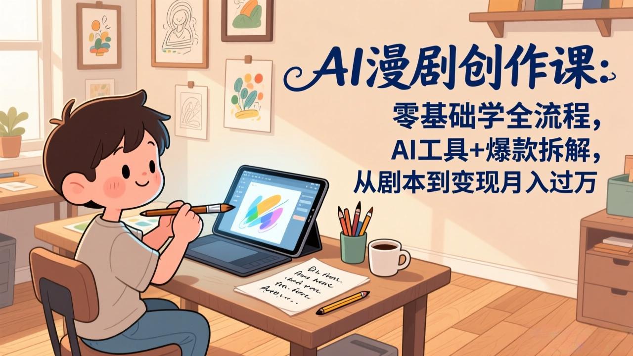 AI漫剧创作课：零基础学全流程，AI工具+爆款拆解，从剧本到变现月入过万-985网创