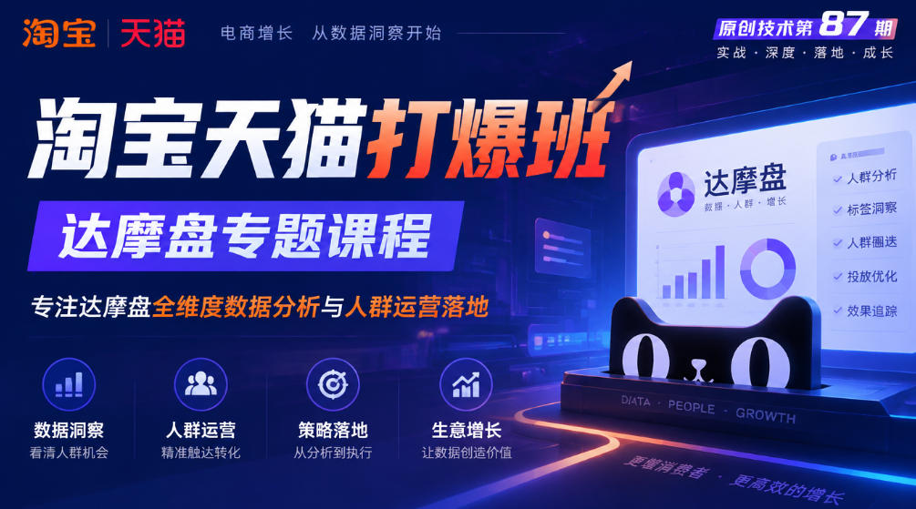 《淘宝天猫打爆班》原创技术第87期，达摩盘专题课程，专注达摩盘全维度数据分析与人群运营落地-985网创