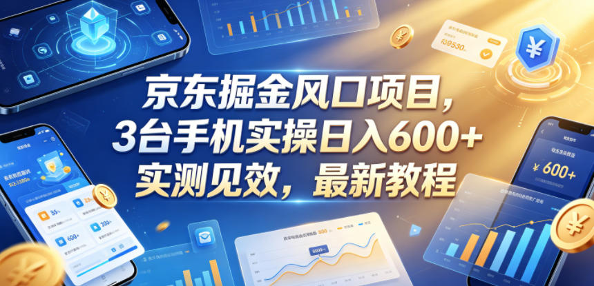 京东掘金风口项目，3台手机实操日入600+，实测见效，最新教程【揭秘】-985网创