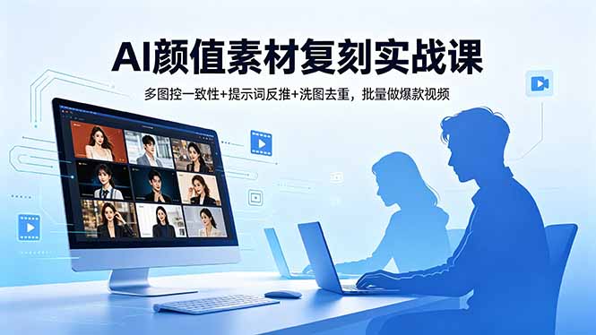 AI颜值素材复刻实战课，多图控一致性+提示词反推+洗图去重，批量做爆款视频-985网创