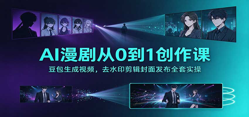 AI漫剧从0到1创作课：豆包生成视频，去水印剪辑封面发布全套实操-985网创
