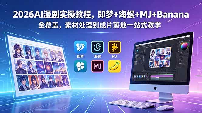 （18774期）2026AI漫剧实操教程，即梦+海螺+MJ+Banana全覆盖，素材处理到成片落地一站式教学-985网创