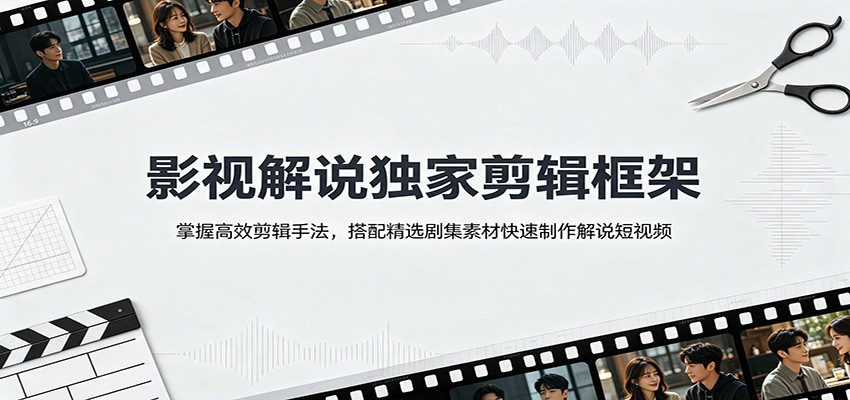 影视解说独家剪辑框架：掌握高效剪辑手法，搭配精选剧集素材快速制作解说短视频-985网创