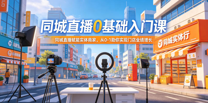 同城直播0基础入门课，同城直播赋能实体商家，从0-1助你实现门店业绩增长-985网创