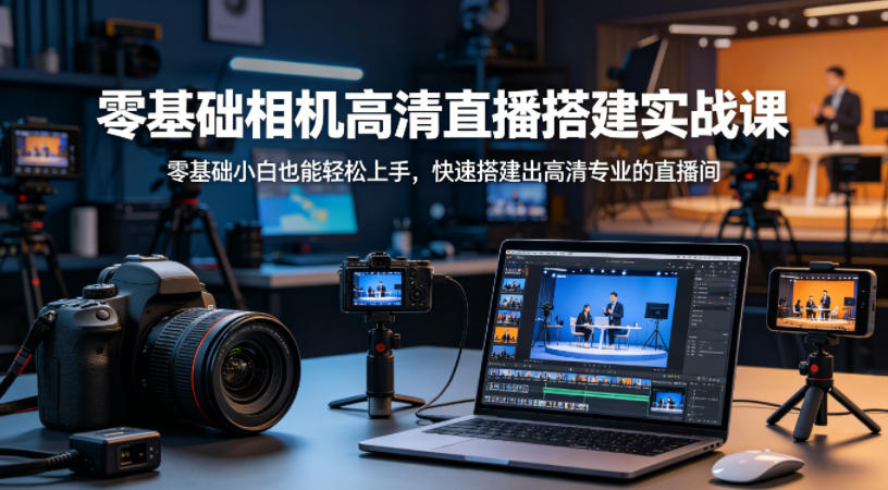 零基础相机高清直播间搭建实战课，小白也能轻松上手，快速搭建出高清专业的直播间-985网创