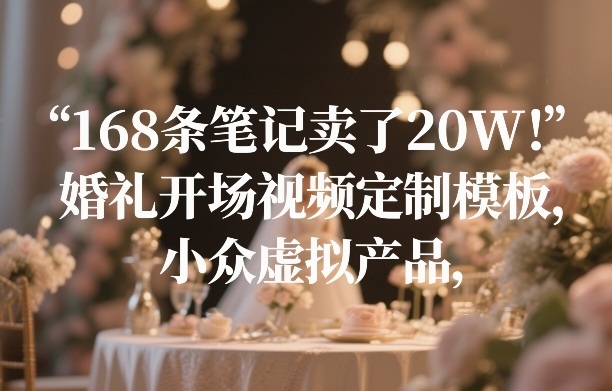 168条笔记卖了20W！婚礼开场视频定制模板，小众虚拟产品-985网创