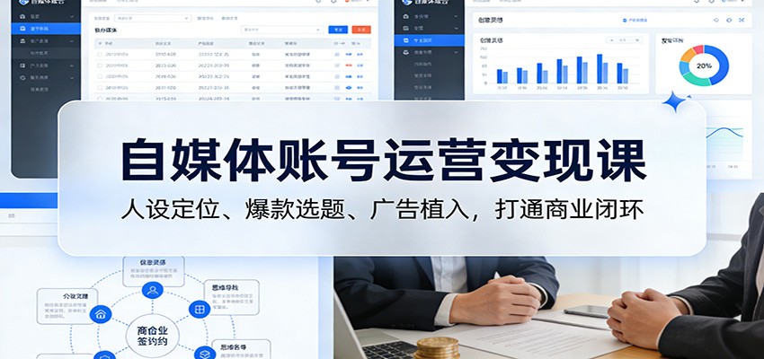 自媒体账号运营变现课：人设定位、爆款选题、广告植入，打通商业闭环-985网创