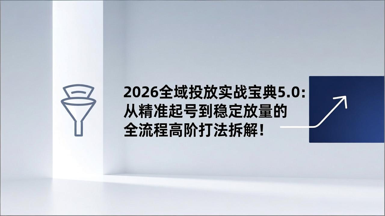 2026全域投放实战宝典5.0：从精准起号到稳定放量的全流程高阶打法拆解！-985网创