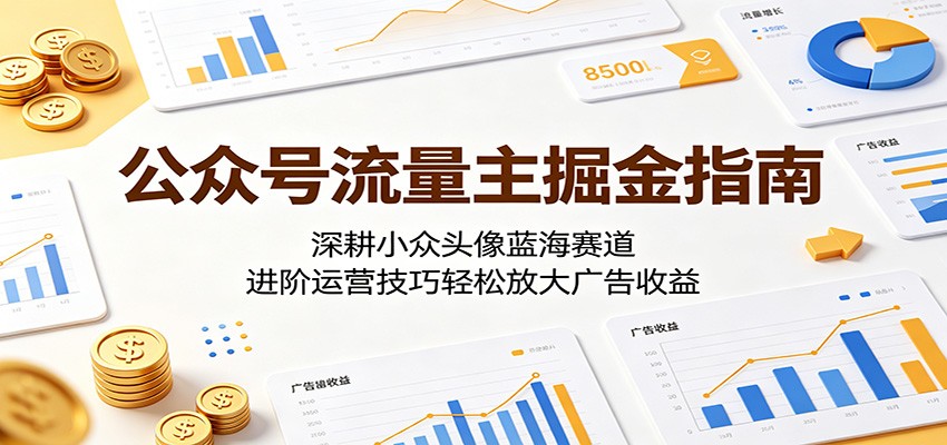 公众号流量主掘金指南：深耕小众头像蓝海赛道，进阶运营技巧轻松放大广告收益-985网创