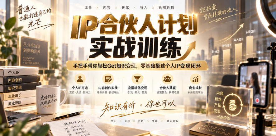 IP合伙人计划实战训练，手把手带你轻松Get知识变现，零基础搭建个人IP变现闭环(更新260908)-985网创