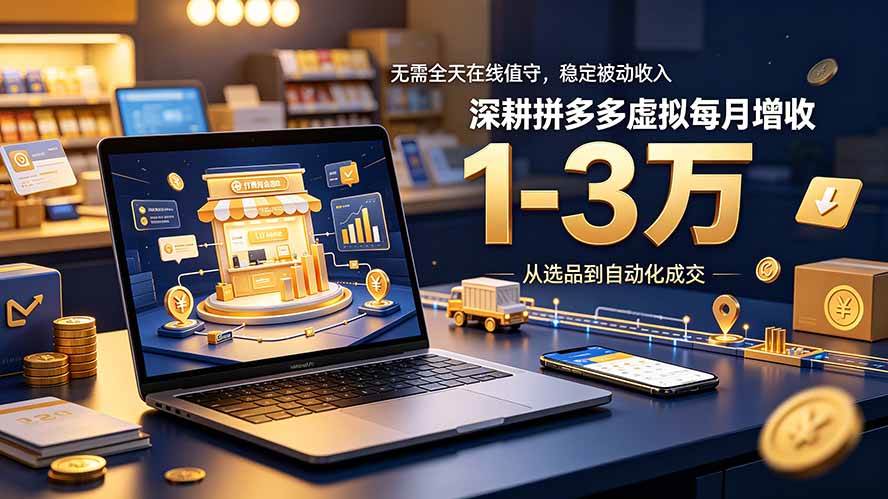 （19326期）无需全天在线值守，稳定被动收入，深耕拼多多虚拟每月增收 1-3 万-985网创