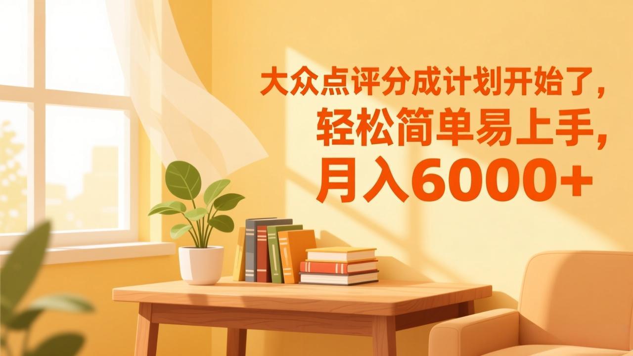大众点评分成计划开始了，轻松简单易上手，月入6000+-985网创