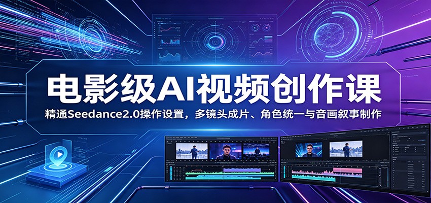 电影级AI视频创作课：精通Seedance2.0操作设置，多镜头成片、角色统一与音画叙事制作-985网创