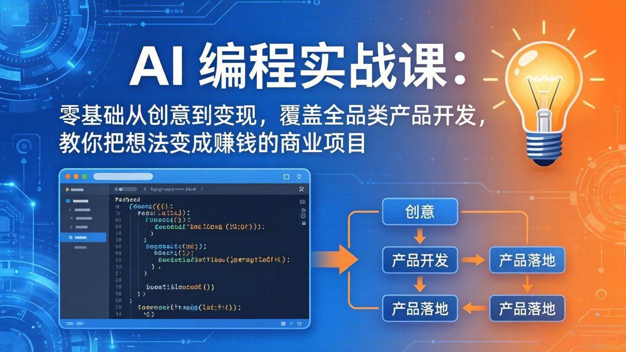 （18806期）AI编程实战课-第三期-6月更新：零基础从创意到变现，覆盖全品类产品开发，把想法变成赚钱项目-985网创