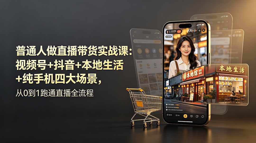（19111期）普通人做直播带货实战课：视频号+抖音+本地生活+纯手机四大场景，从0到1跑通直播全流程-985网创