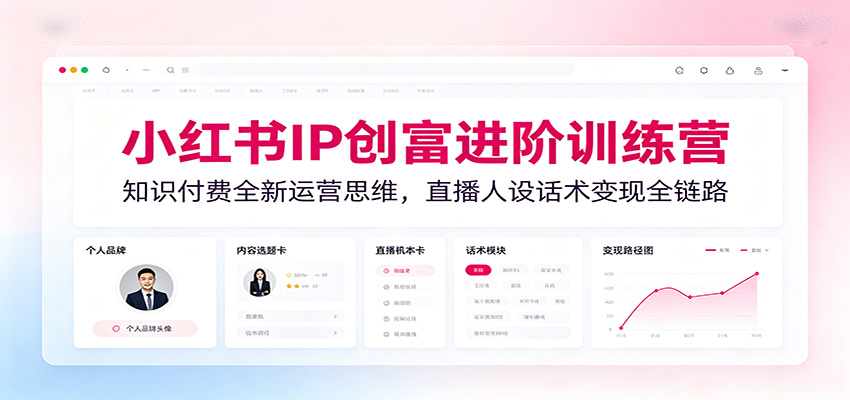 小红书IP创富进阶训练营：知识付费全新运营思维，直播人设话术变现全链路-985网创