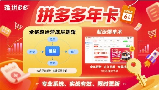 拼多多年卡，拼多多全链路运营底层逻辑，超级爆单术【更新26年6月】-985网创