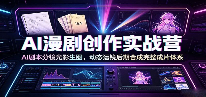 AI漫剧创作实战营：AI剧本分镜光影生图，动态运镜后期合成完整成片体系-985网创