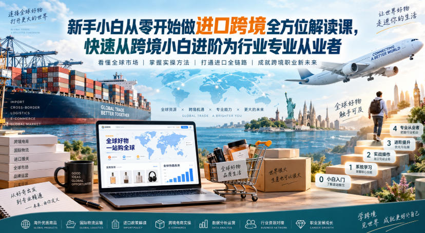 新手小白从零开始做进口跨境全方位解读课，快速从跨境小白进阶为行业专业从业者-985网创