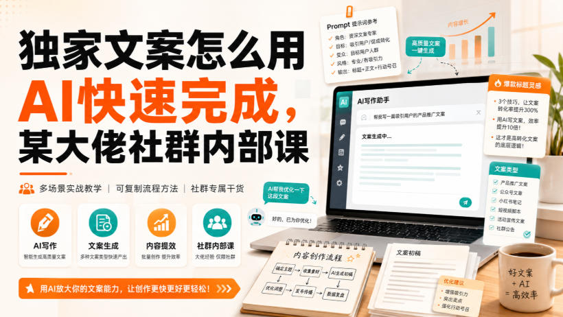 独家文案怎么用AI快速完成，某大佬社群内部课-985网创