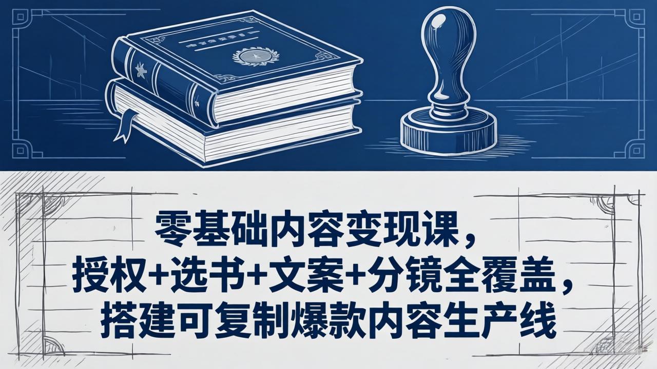 零基础内容变现课，授权+选书+文案+分镜全覆盖，搭建可复制爆款内容生产线-985网创