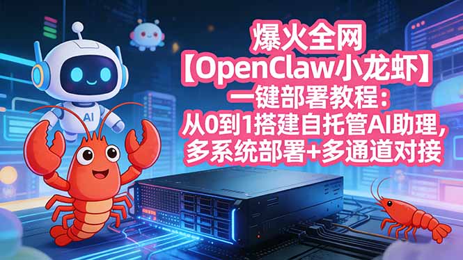 爆火全网【OpenClaw 小龙虾】一键部署教程：从0到1搭建自托管AI助理，多系统部署+多通道对接-985网创
