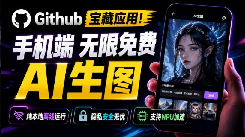 Github宝藏应用！手机端无限免费AI生图，纯本地离线运行，支持NPU加速斩获3.1k stars，local-dream-985网创