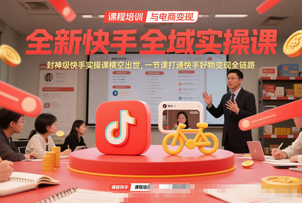 全新快手全域实操课，封神级快手实操课横空出世，一节课打通快手好物变现全链路-985网创