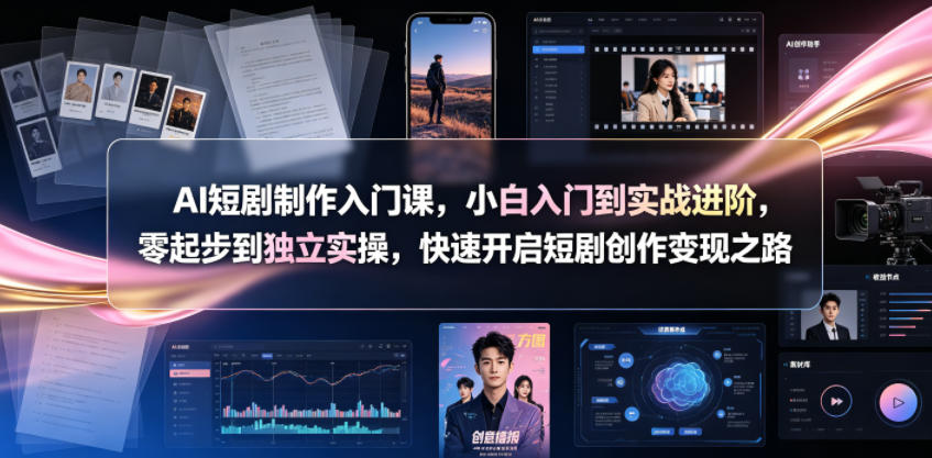 AI短剧制作入门课，小白入门到实战进阶，零起步到独立实操，快速开启短剧创作变现之路-985网创
