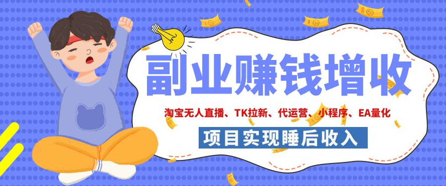 2026年多个真实落地副业项目，手把手带你搭建被动收入管道（淘宝无人直播、海外TK拉新、CSGO饰品交易、去水印小程序等）【揭秘】-985网创