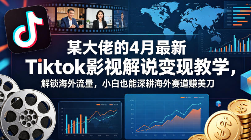某大佬的4月最新Tiktok影视解说变现教学，解锁海外流量，小白也能深耕海外赛道賺美刀-985网创