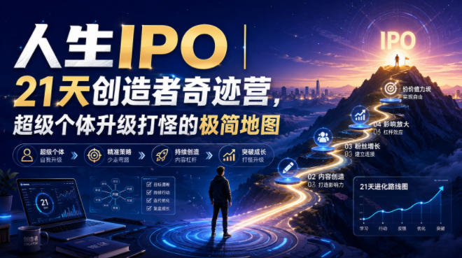 人生IPO︱21天创造者奇迹营，超级个体升级打怪的极简地图-985网创