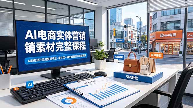 （19076期）AI电商实体营销素材完整课程，AI创意短片完美复刻实景，实体店一键生成宣传引流短视频-985网创