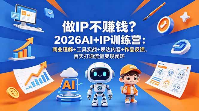 （18839期）做IP不赚钱？2026AI+IP训练营：商业理解+工具实战+表达内容+作品反馈，百天打通流量变现闭环-985网创