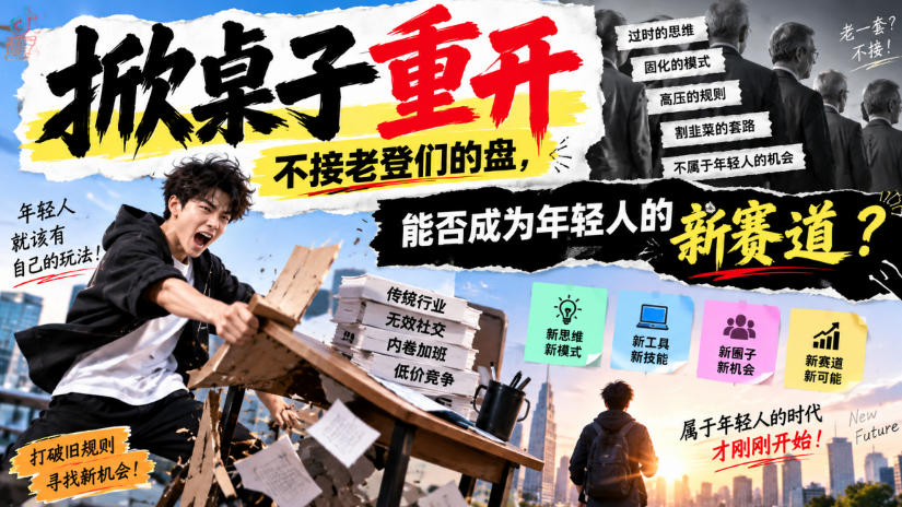 某公众号付费文章：掀桌子重开，不接老登们的盘，能否成为年轻人的新赛道？-985网创