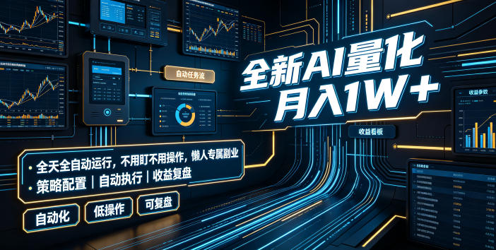 全新AI量化月入1W+，全天全自动运行，不用盯不用操作，懒人专属副业！【揭秘】-985网创