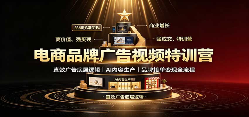 电商品牌广告视频特训：直效广告底层逻辑，AI内容生产，品牌接单变现全流程-985网创