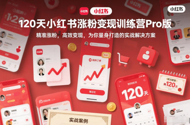 120天小红书涨粉变现训练营Pro版，​精准涨粉，高效变现​，为你量身打造的实战解决方案-985网创