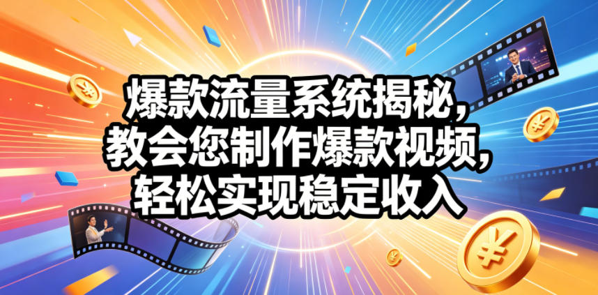爆款流量系统揭秘，教会您制作爆款视频，轻松实现稳定收入【原创双语字幕】-985网创