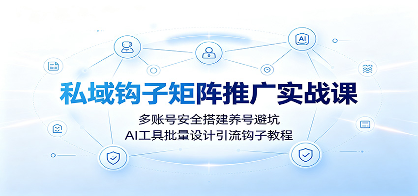 私域钩子矩阵推广实战课：多账号安全搭建养号避坑，AI工具批量设计引流钩子教程-985网创